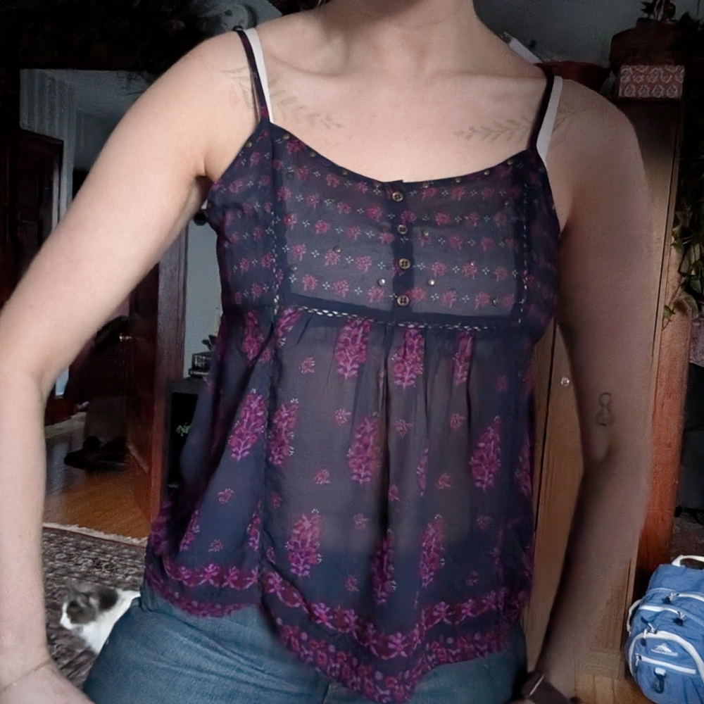 Sheer Purple Sleeveless Top